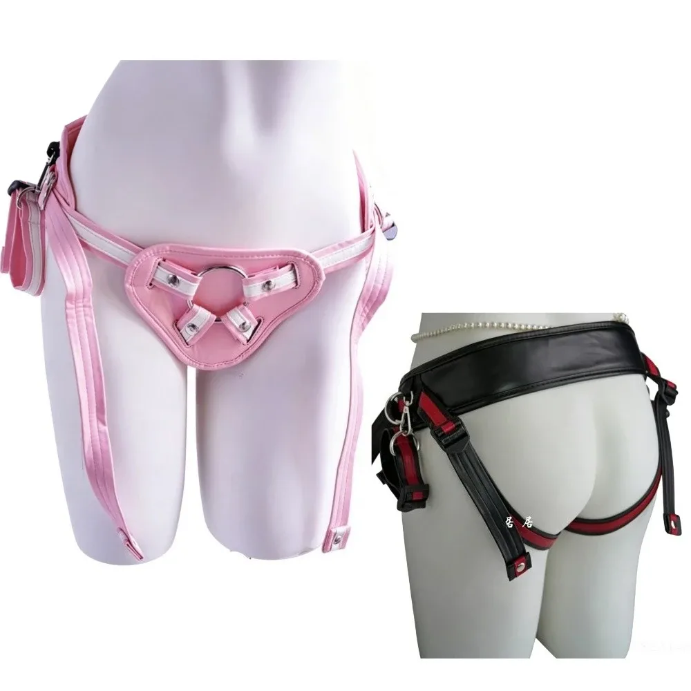 Strapon harness Imperatriz nas cores rosa e preto com vermelho