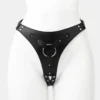 Placa de couro preto do strapon harness com argola